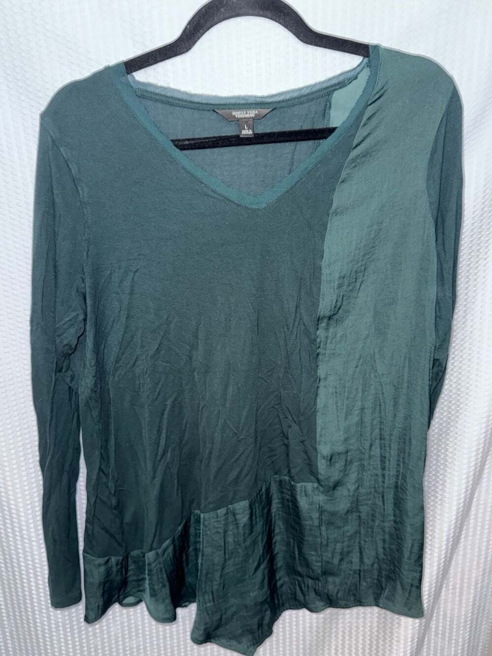 Simply Vera Vera Wang Women's Long Sleeve V-Neck Mixed Media Top Size L